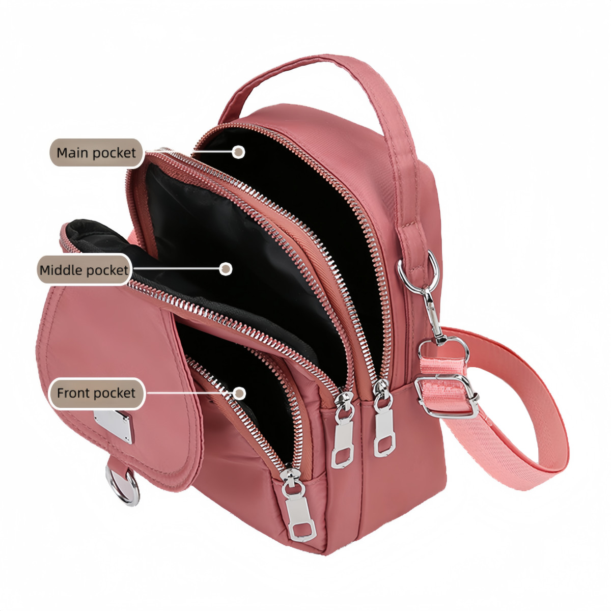 Multifunctional Small Handbag Crossbody Bag Shoulder Bag With Multiple Pockets