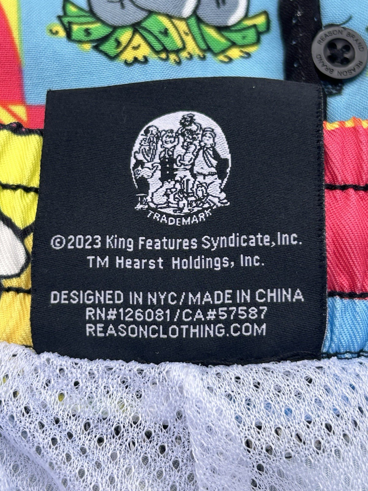 Reason Popeye Matching Set Mens M Button Shirt Swim Trunks Retro Graphic