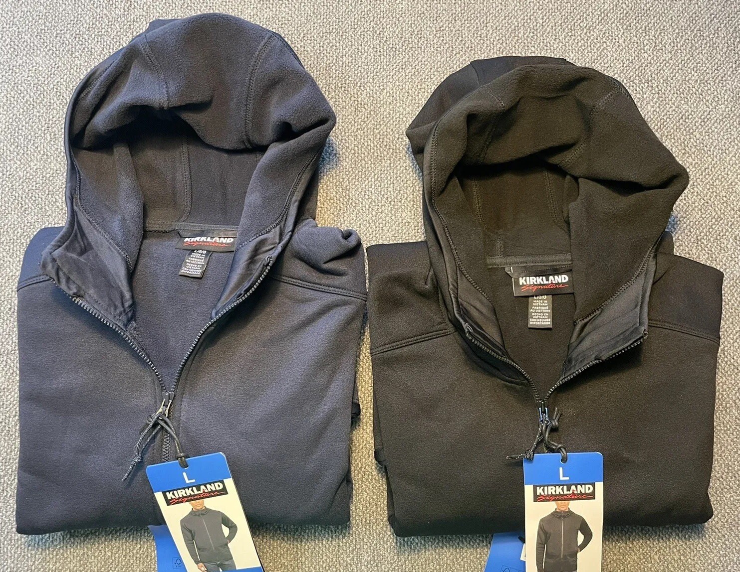 Kirkland Signature Men’s Hooded Fleece Jacket Black or Blue