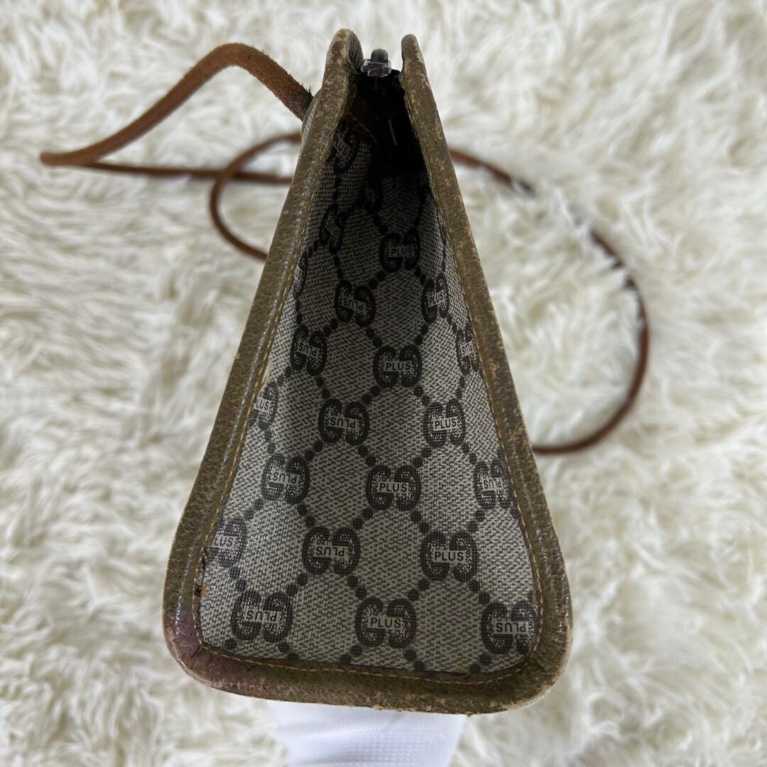 GUCCI Vintage GG Supreme PVC Shoulder Bag Beige Brown Gold Hardware Auth