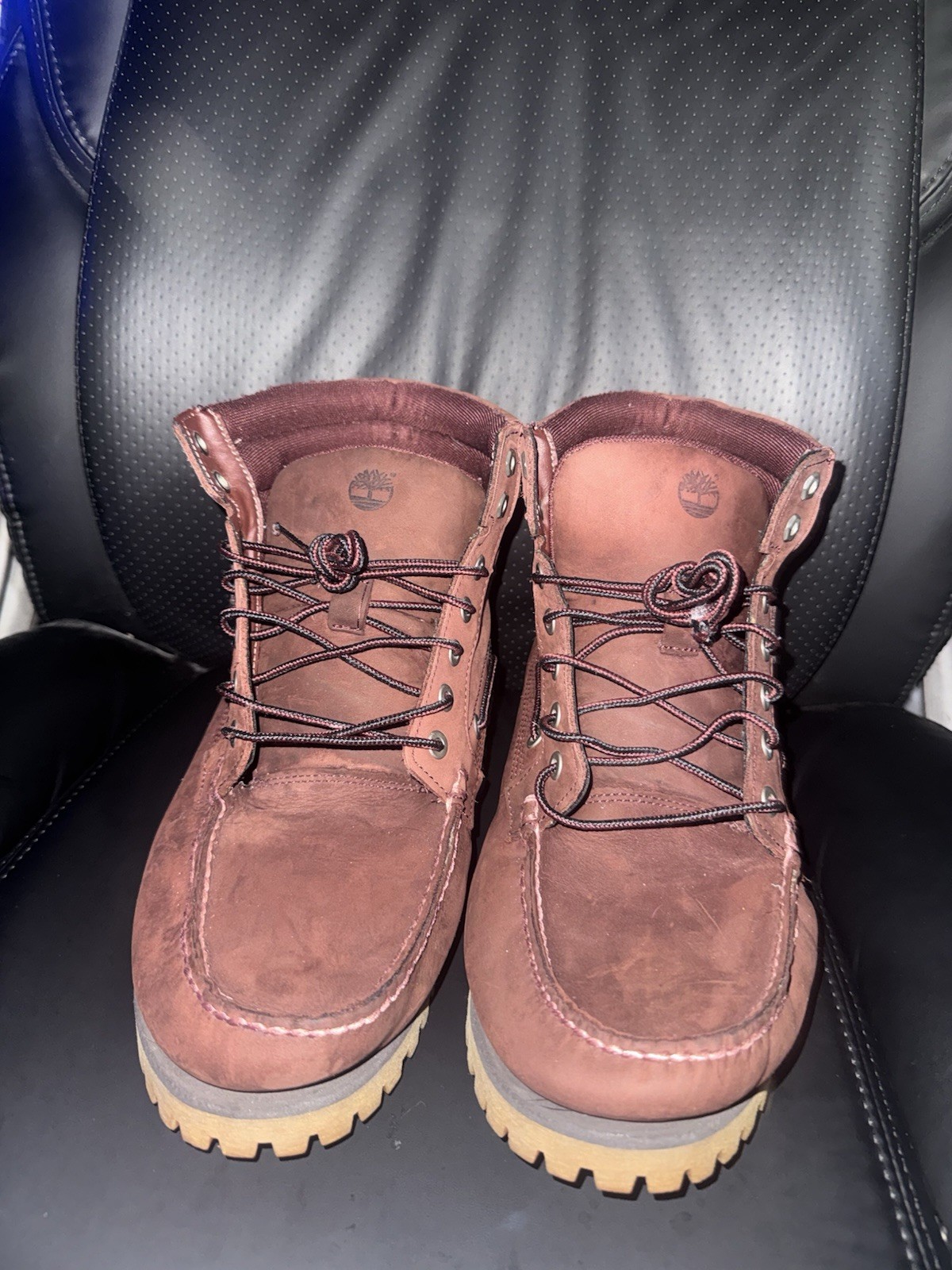 Timberland Men’s Red Leather Chukka Boots Lace-Up Ankle Round Toe Size 13