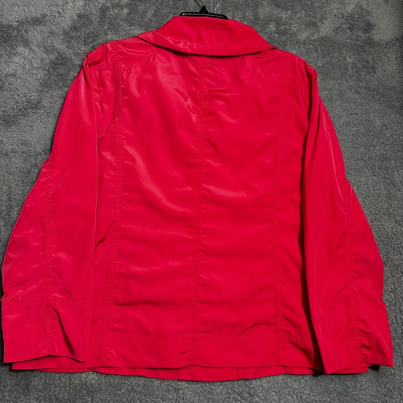 TanJay Jacket Womens 12P Pink Button Front Zip Pocket Funnel Neck Windbreaker