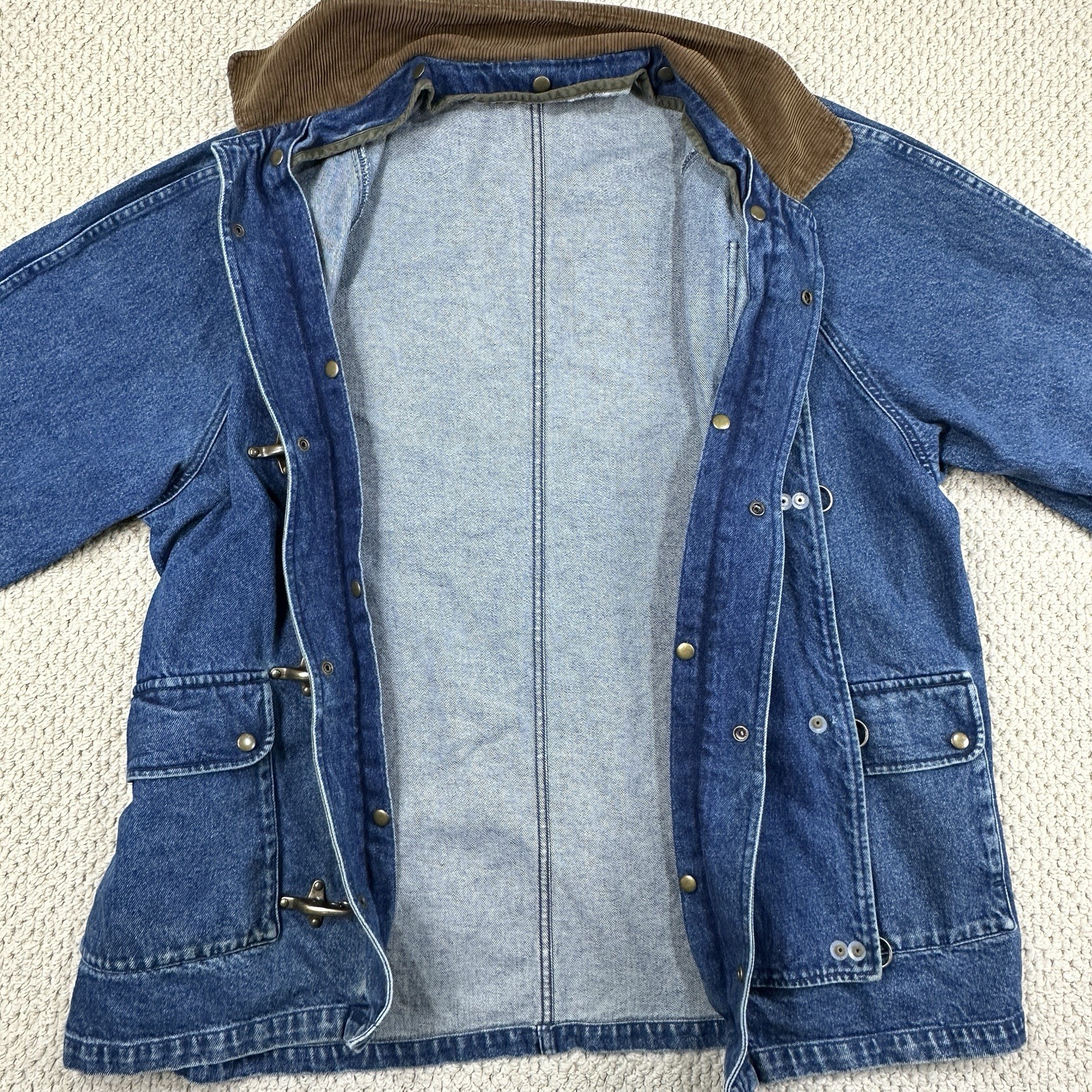 Vtg GAP Denim Jacket Oversized Fit Blue Fireman Lobster Clasp Outer Shell ONLY