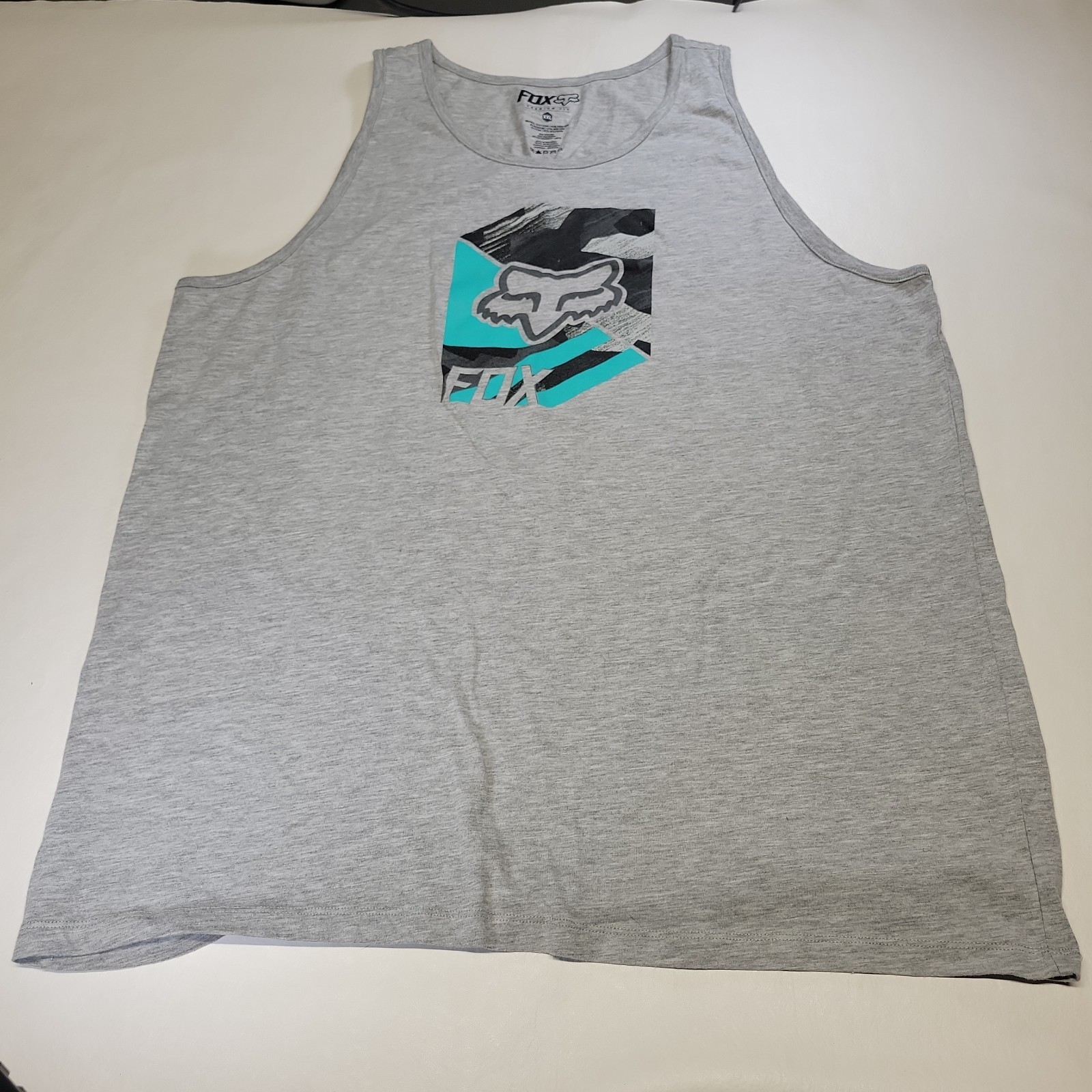 Fox Racing 2XL Tank Top Tech Gray Graphic Logo Sleeveless T-Shirt *Excellent*