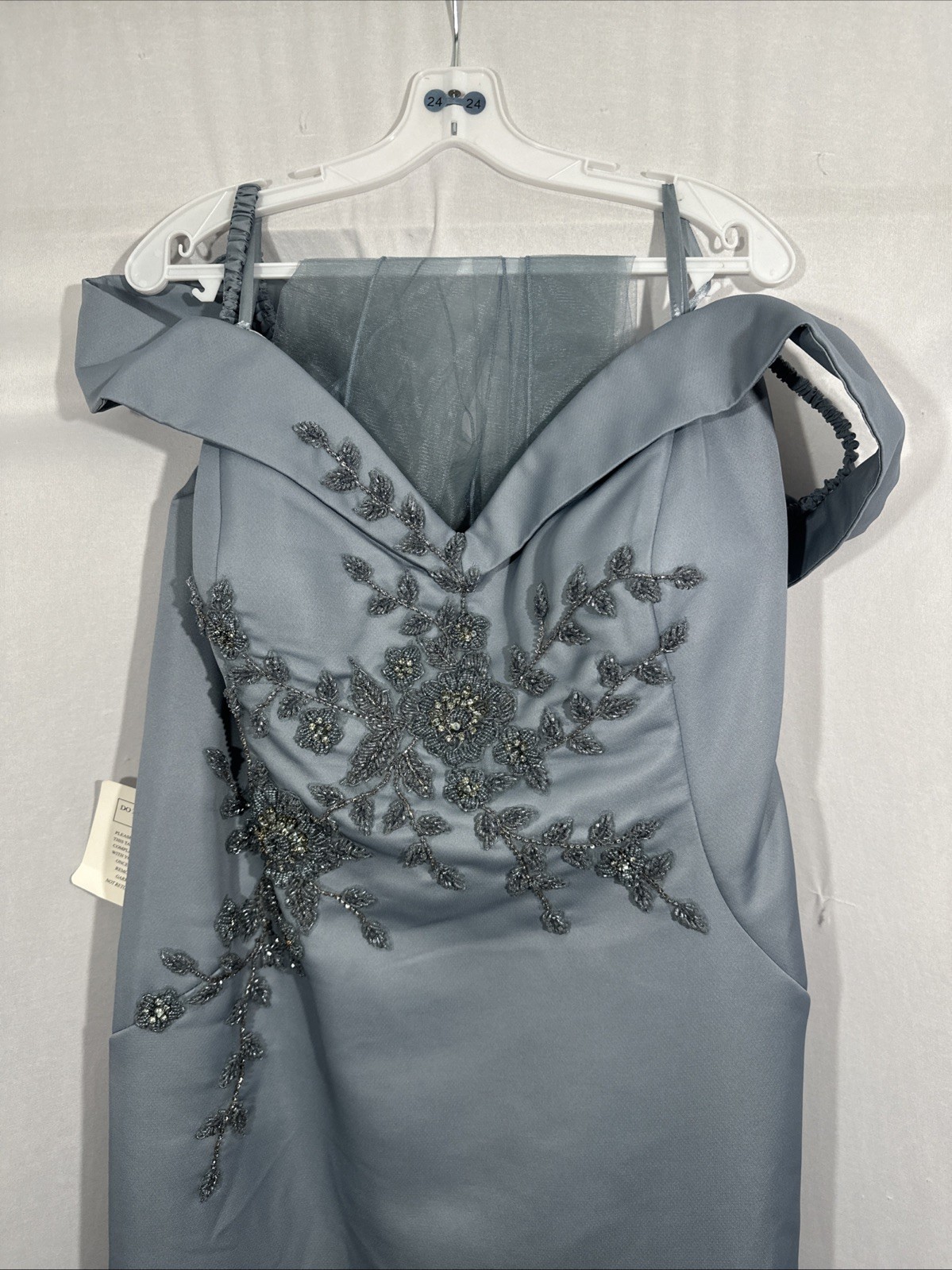 NWT $570 Marsoni [PLUS 24 ] 1142 Off Shoulder Mermaid Gown in Wedgewood J2355