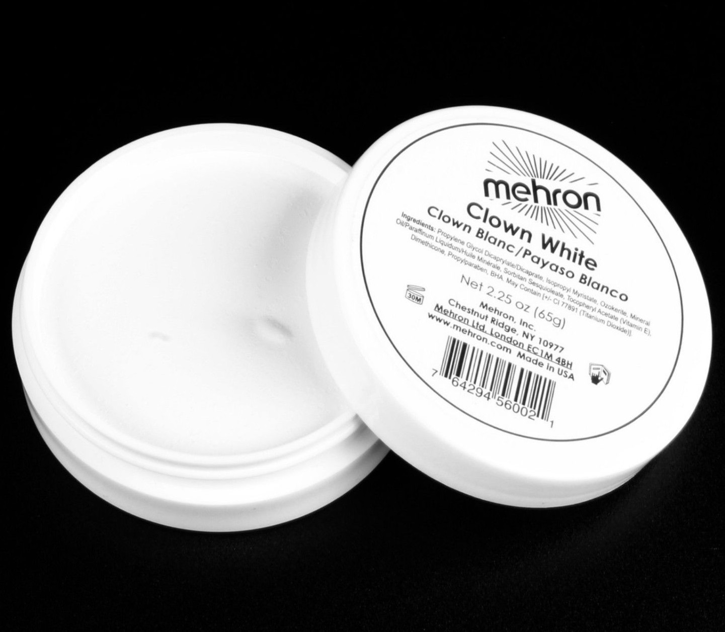 2.25 oz Clown White theatrical circus face paint mime Mehron TV makeup stage pro