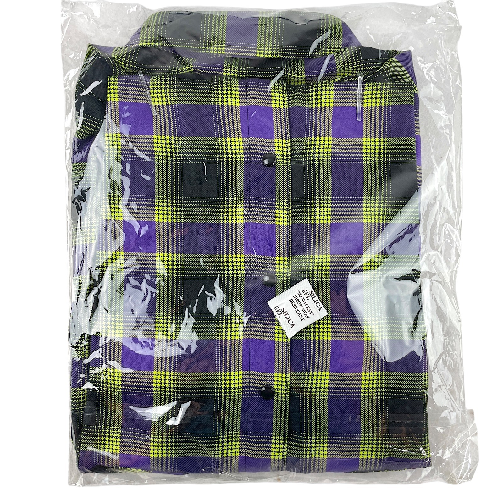 DIXXON Flannel “Rob Zombie” Men’s XL Neon Green & Purple Plaid Snap Band Shirt