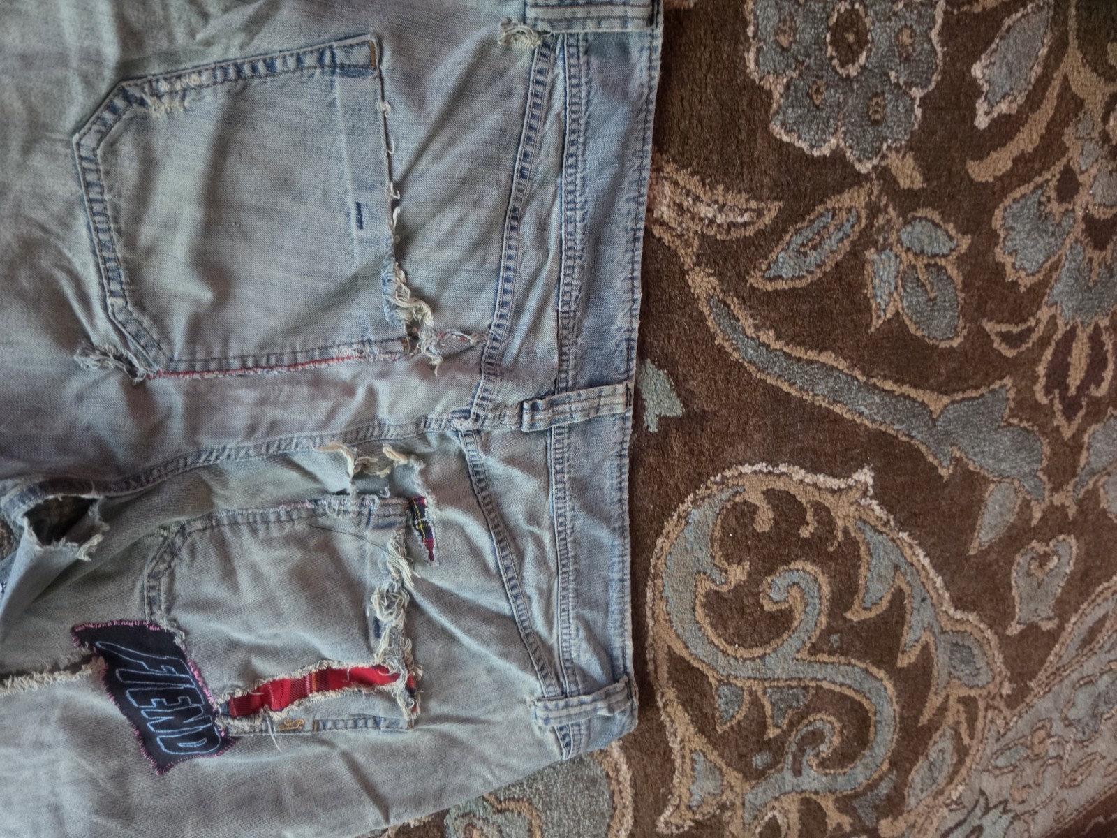 VTG DIY Wide-Leg Flare Jeans XL/XXL: STREET CRUST PUNK BIKER MOTO THRASHED Y2K