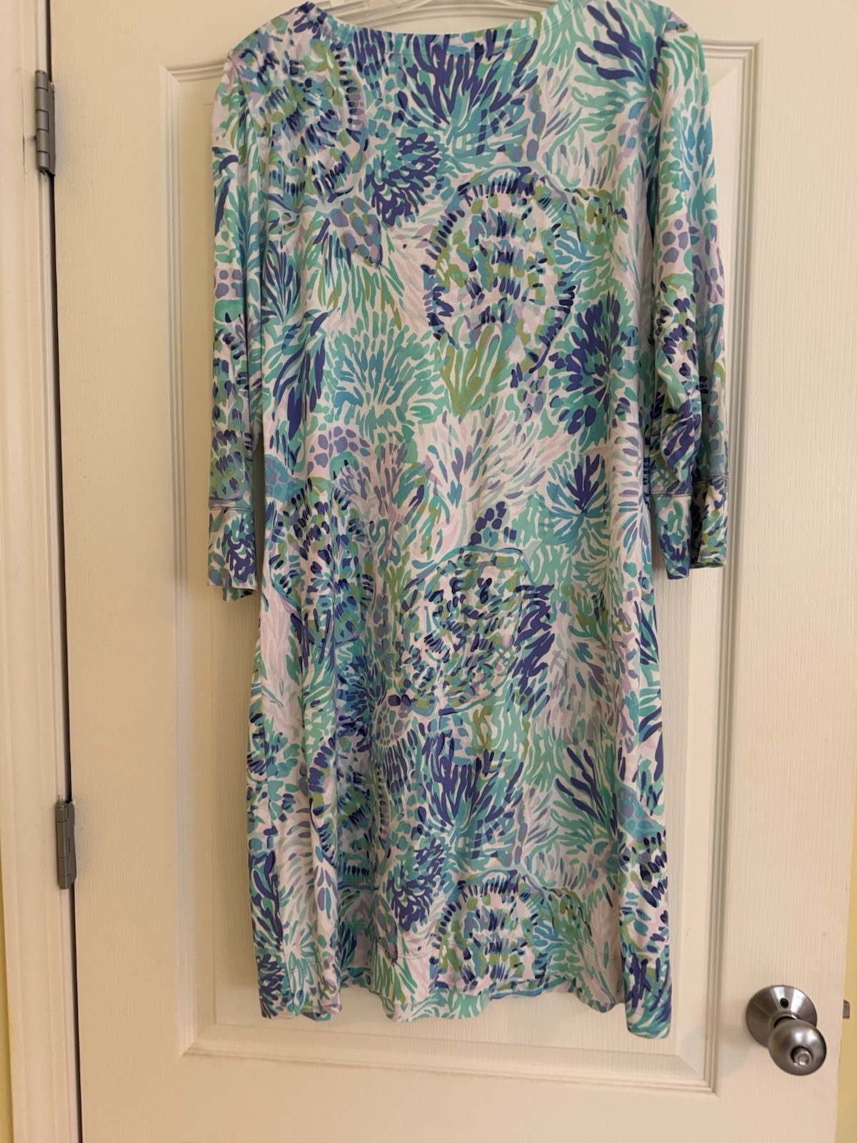 Lilly Pulitzer Women’s Blue & Aqua 3-Quarter sleeves Dress Sz Xl ￼ Gently Used