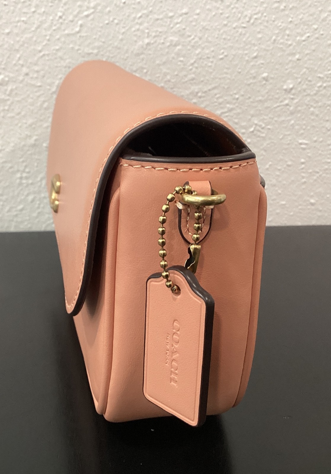 Coach Brook Flap Chain Bag 9.75″ x 4.75″ x 2.25″ CAN90 2 Straps Leather Peach