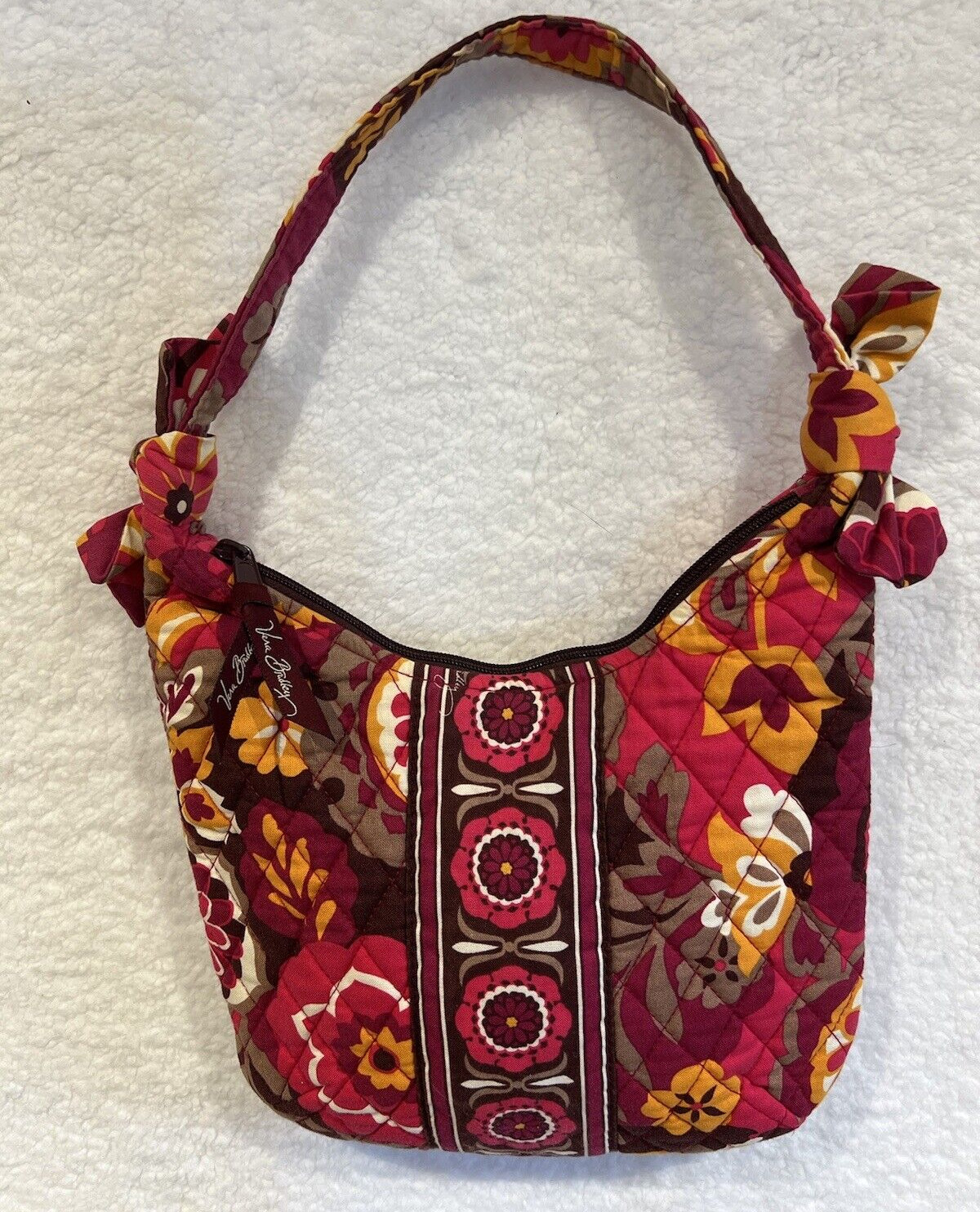 Vera Bradley Fuchsia Orange Tan Over The Shoulder Olivia Carnaby Purse Ret. 2009