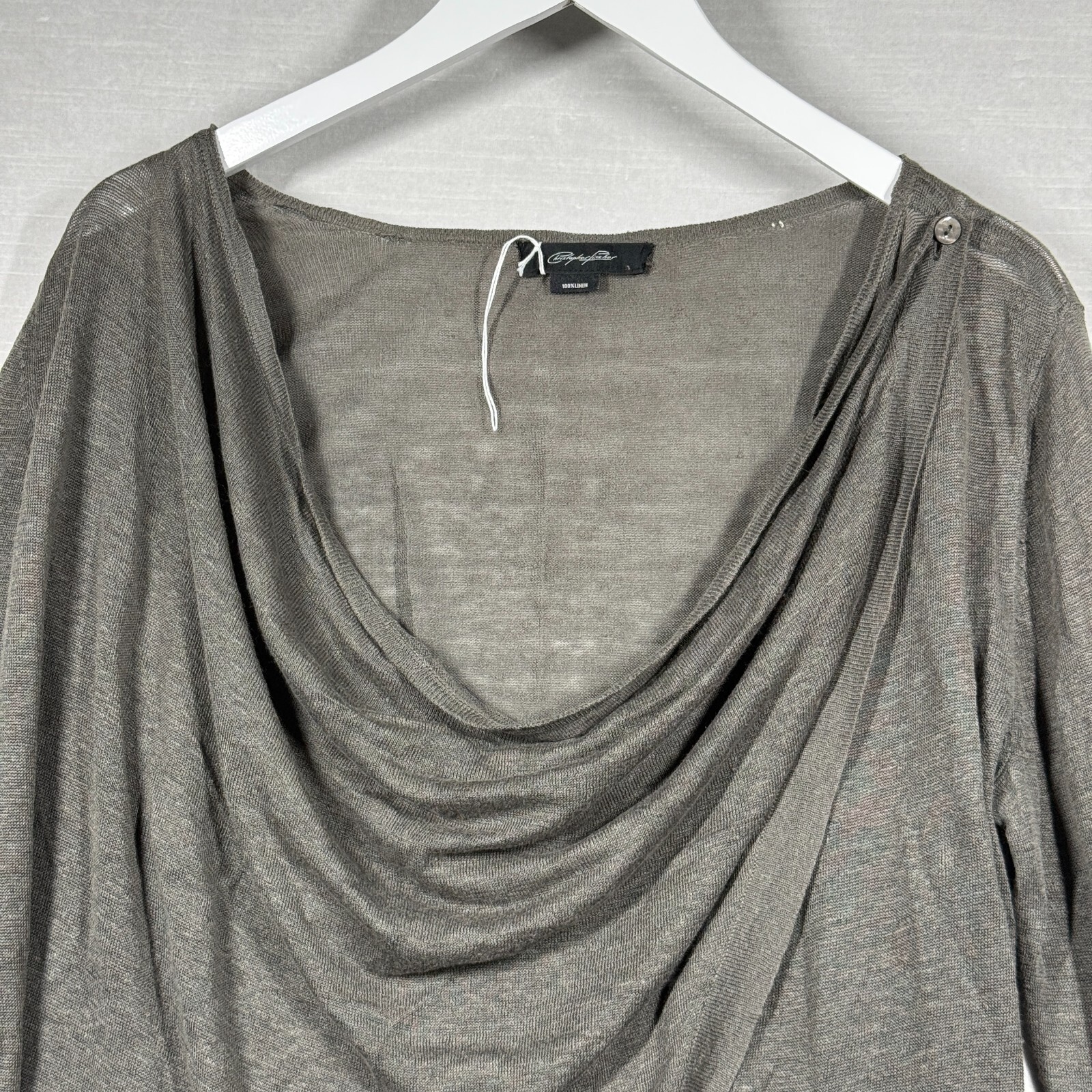 Christopher Fischer Top Womens Medium Gray Drape Wrap Office Classic Chic