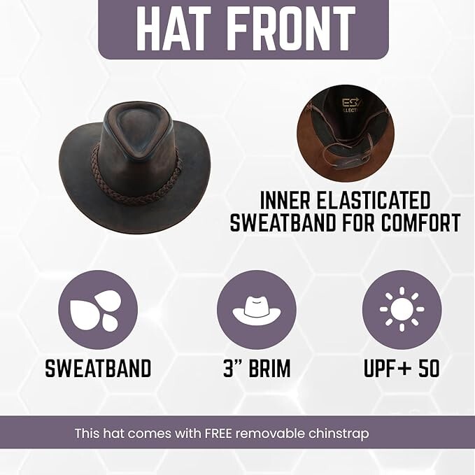 THUNDER Leather Cowboy Western Hat for Men and Women