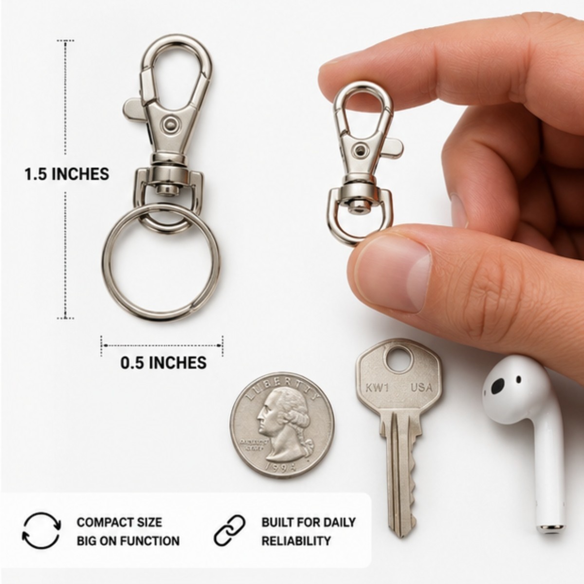 Carry Organization Kit Pouch Swivel Clip Key Ring Portable Backpack Organizer