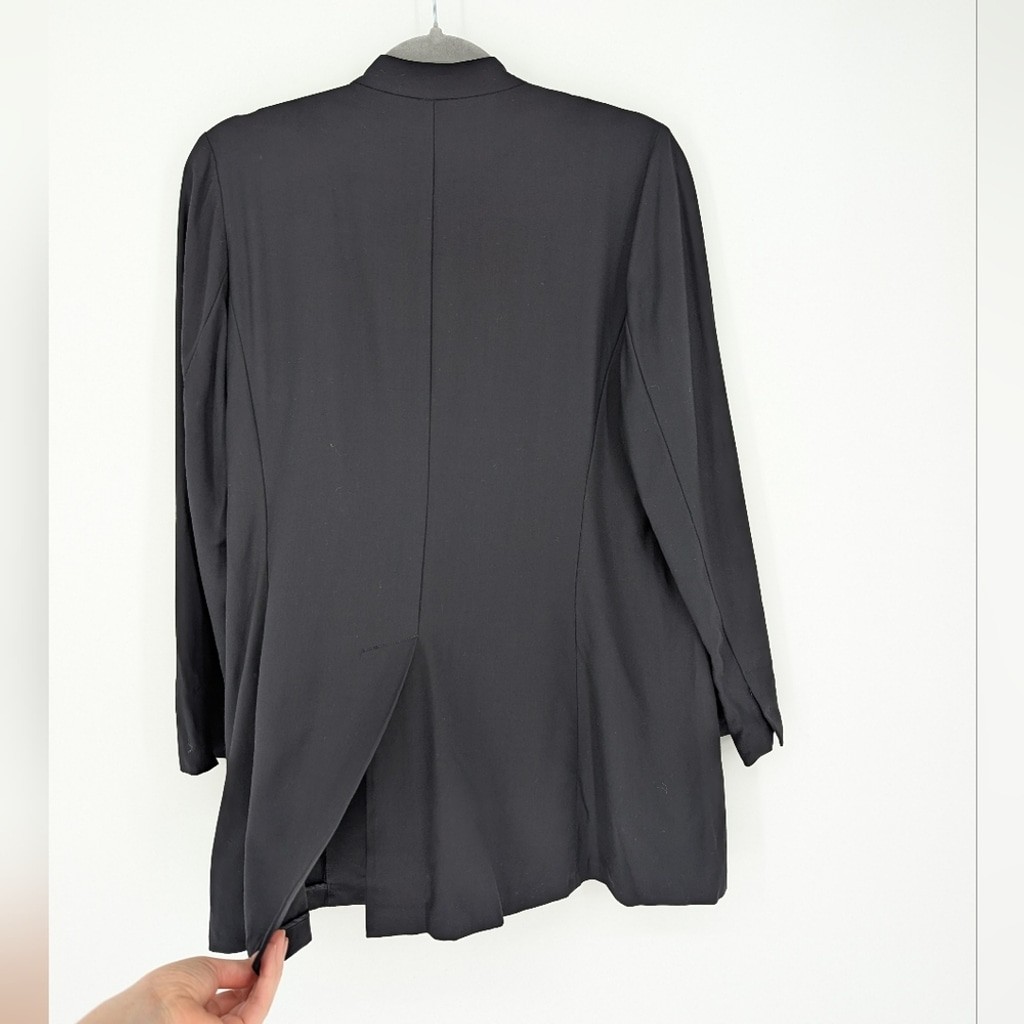 Eileen Fisher Jacket Tropical Viscose Wool Blend Black Medium System Minimalist