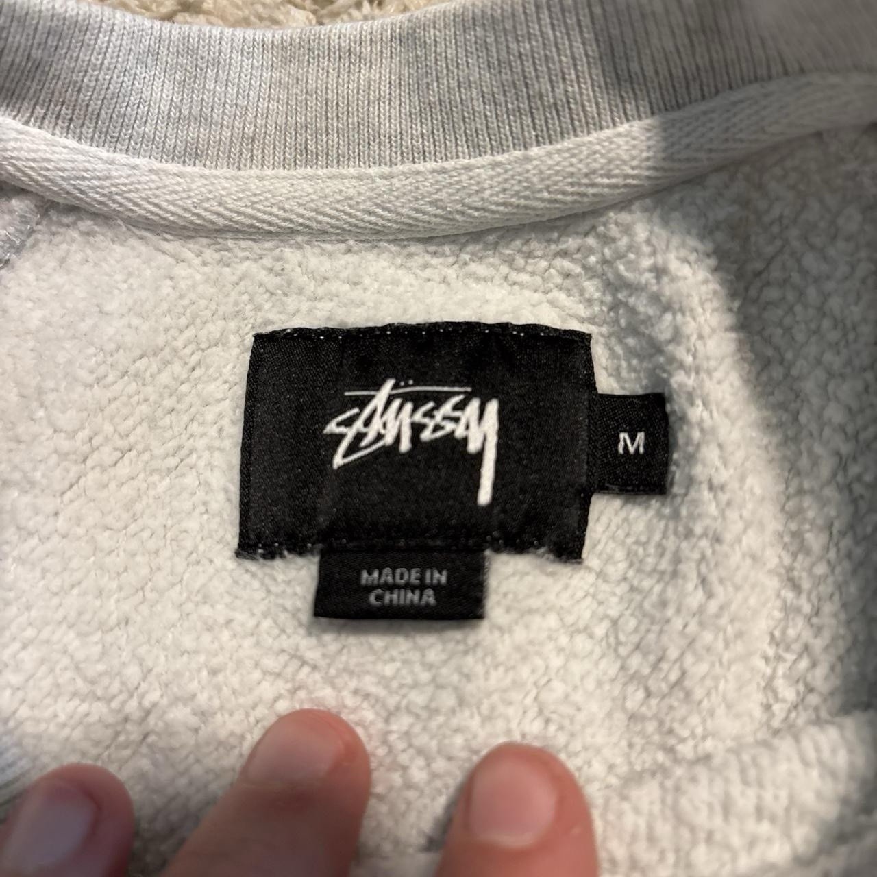 Stussy Men’s Gray Fleece Cotton Crewneck Sweatshirt Short Sleeve M Logo