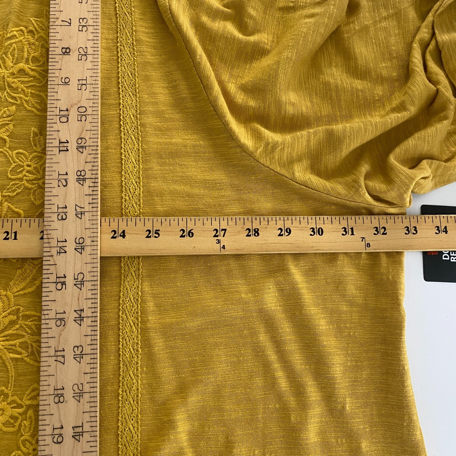 Catherines Embroidered Button Front Tunic Size 5X Honey Mustard Floral