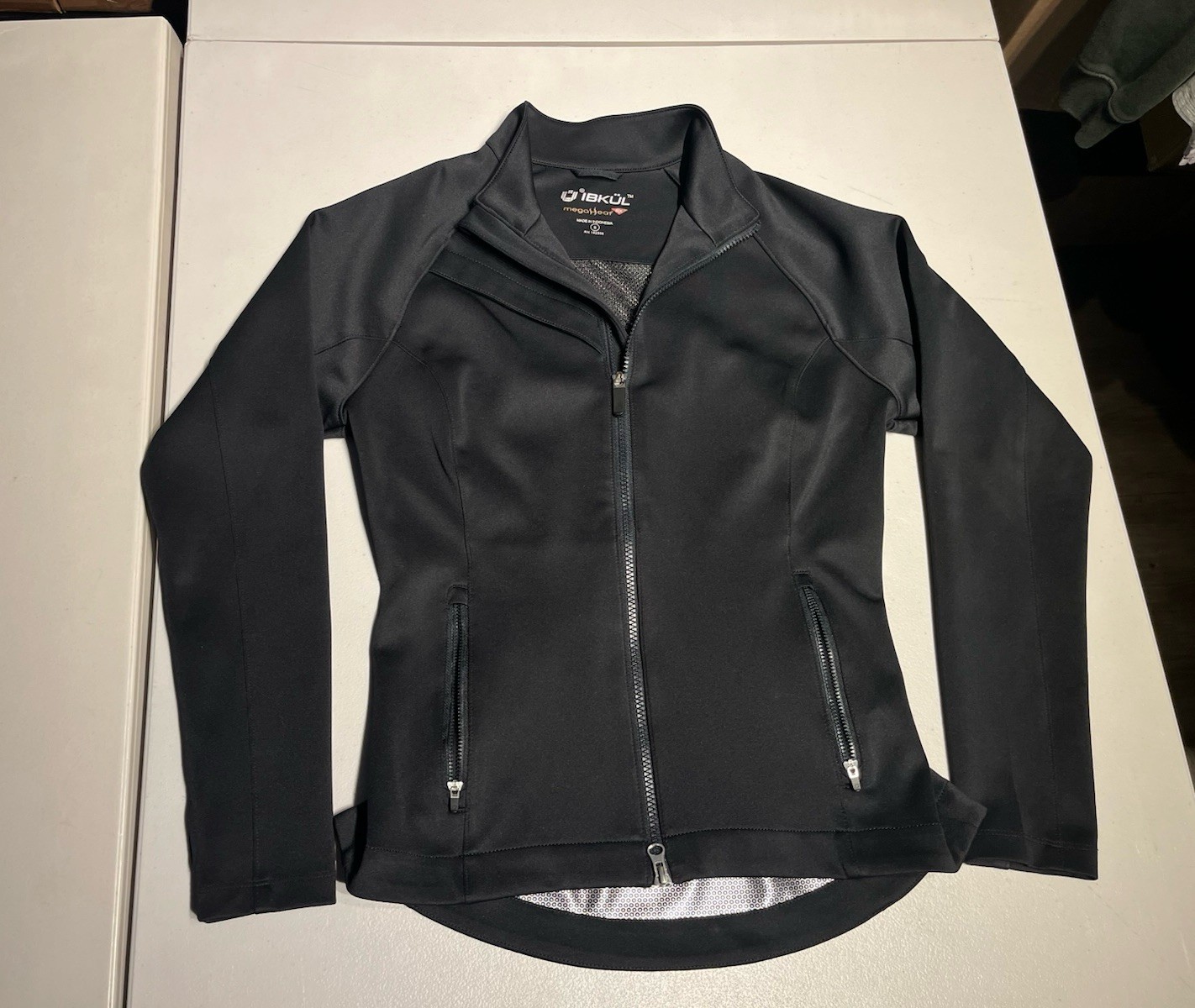 IBKUL Jacket Women’s Small Full Zipper Long Sleeve Stretch Black Mega Heat Poly