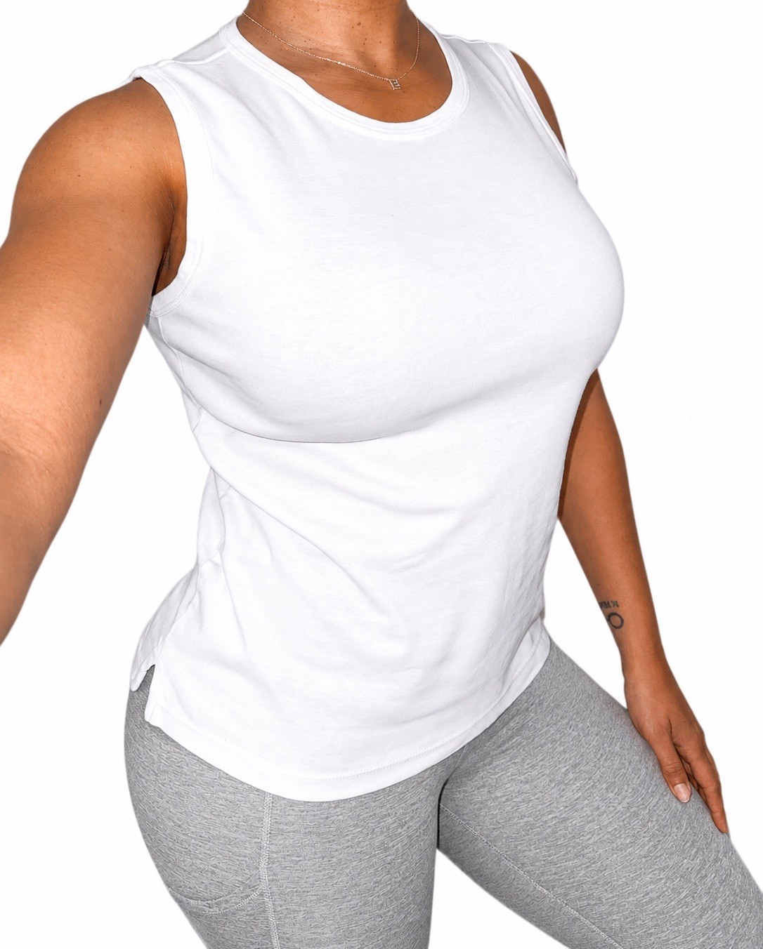 Lilla P Peru Cotton Sleeveless Tank Top White Womens Size Large $60