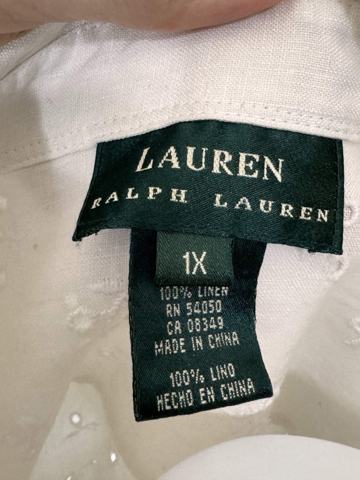 Ralph Lauren 100% Linen Eyelet Shirt Sz 1X