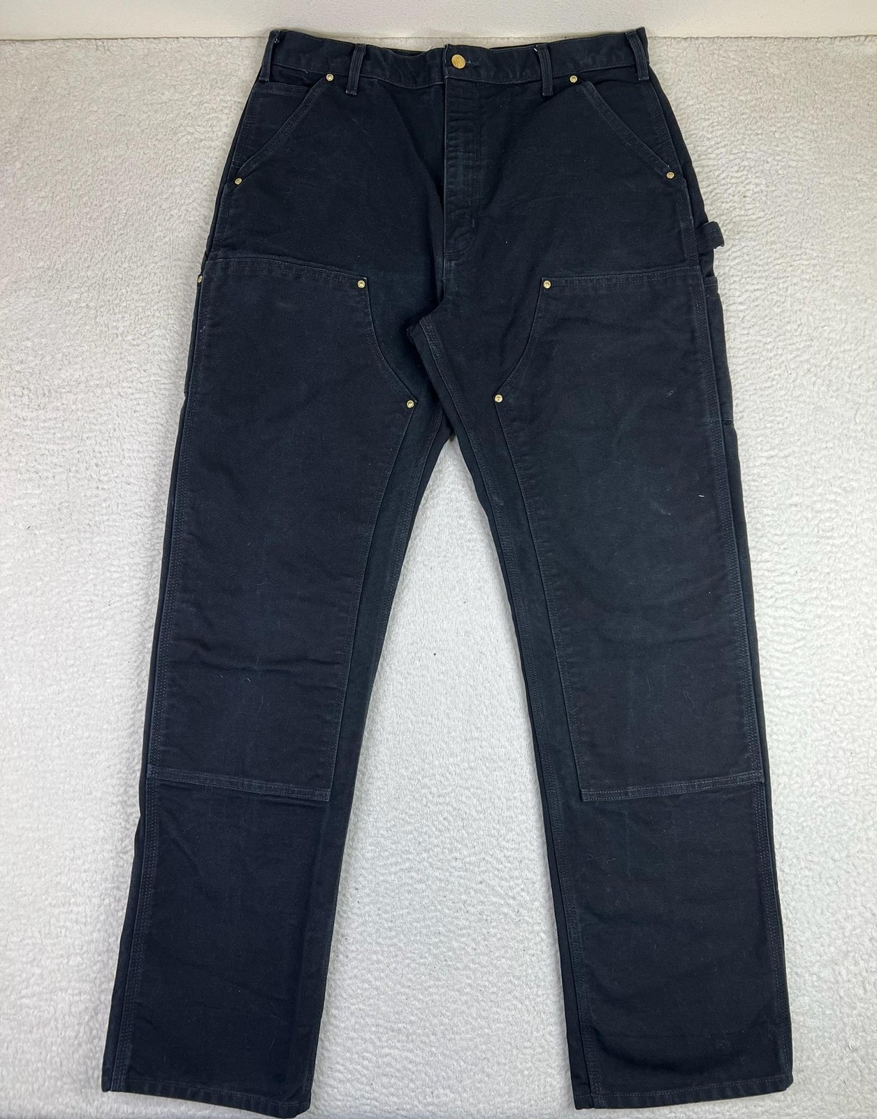 Vintage Carhartt Double Knee Pants Mens 36×34 Black B01-BLK Canvas Work USA