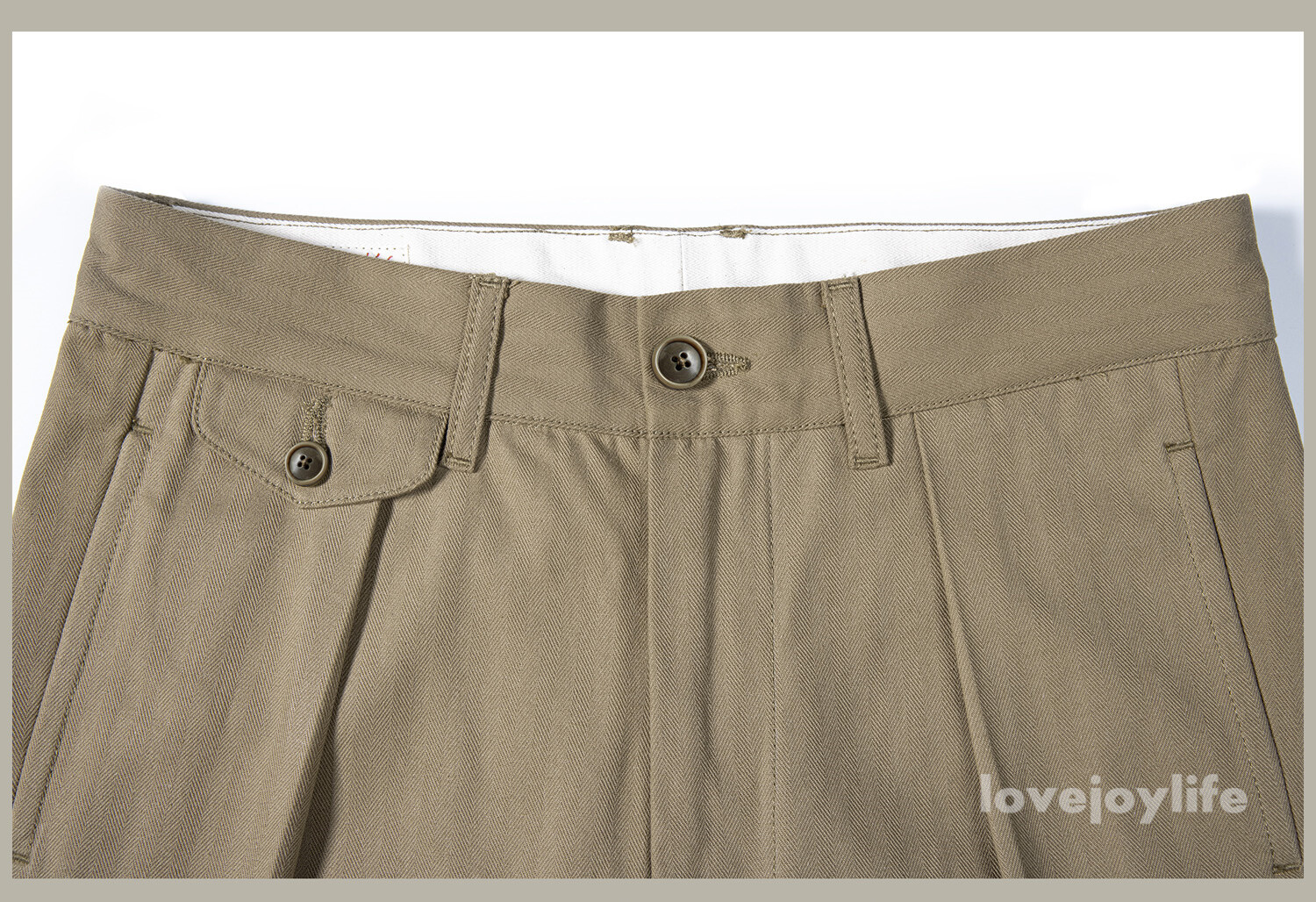 Red Tornado Retro Men’s HBT Straight Pants Cotton Pleated Casual Formal Trousers