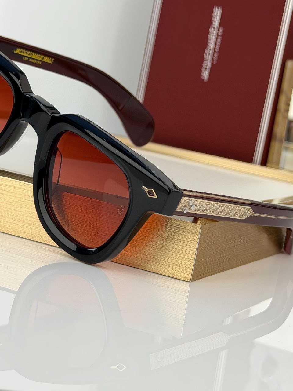 Jacques Marie Mage Vendome JMMV-20 Sunglasses Black Burgundy Red Lenses Japan
