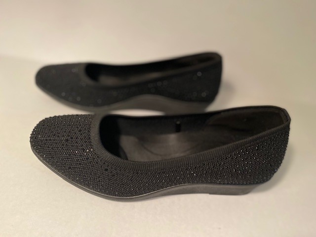 CL by Laundry Black Dress Sparkle Comfort Wedge Shoes Ladies Size 9W