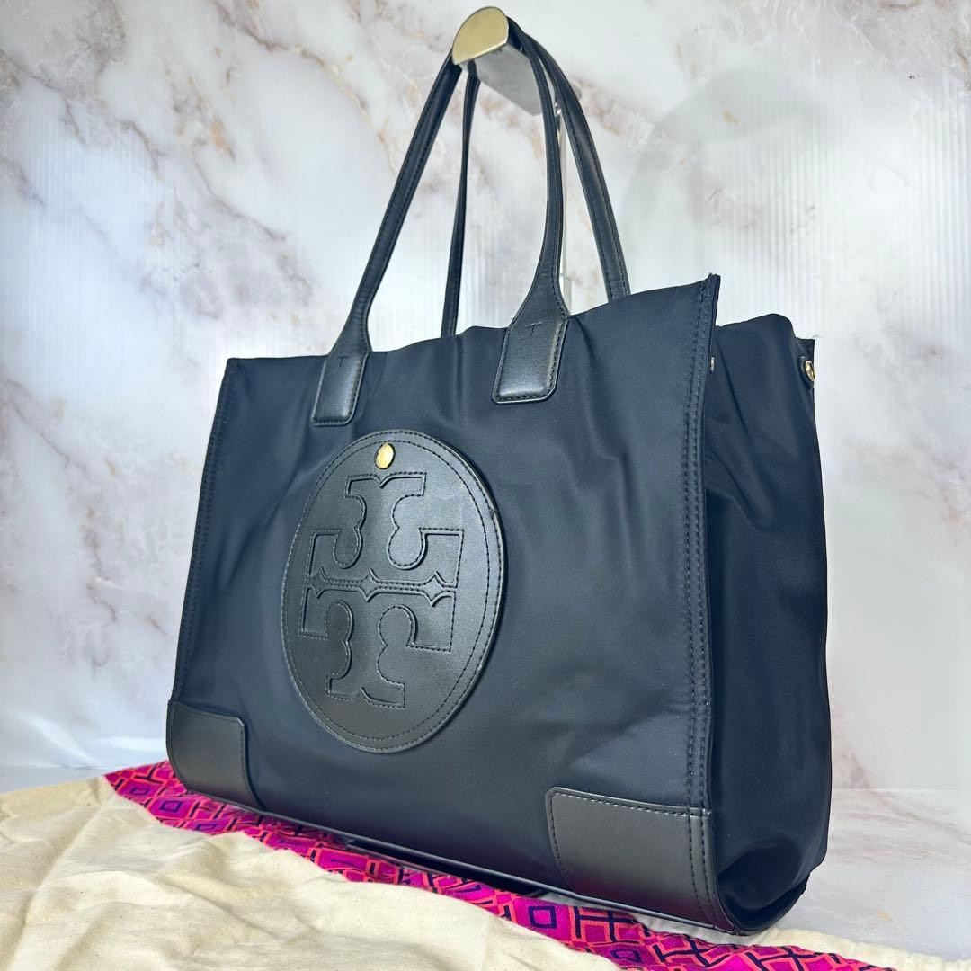 Tory Burch Tote Bag Ella Nylon Large Logo A4 Compatible