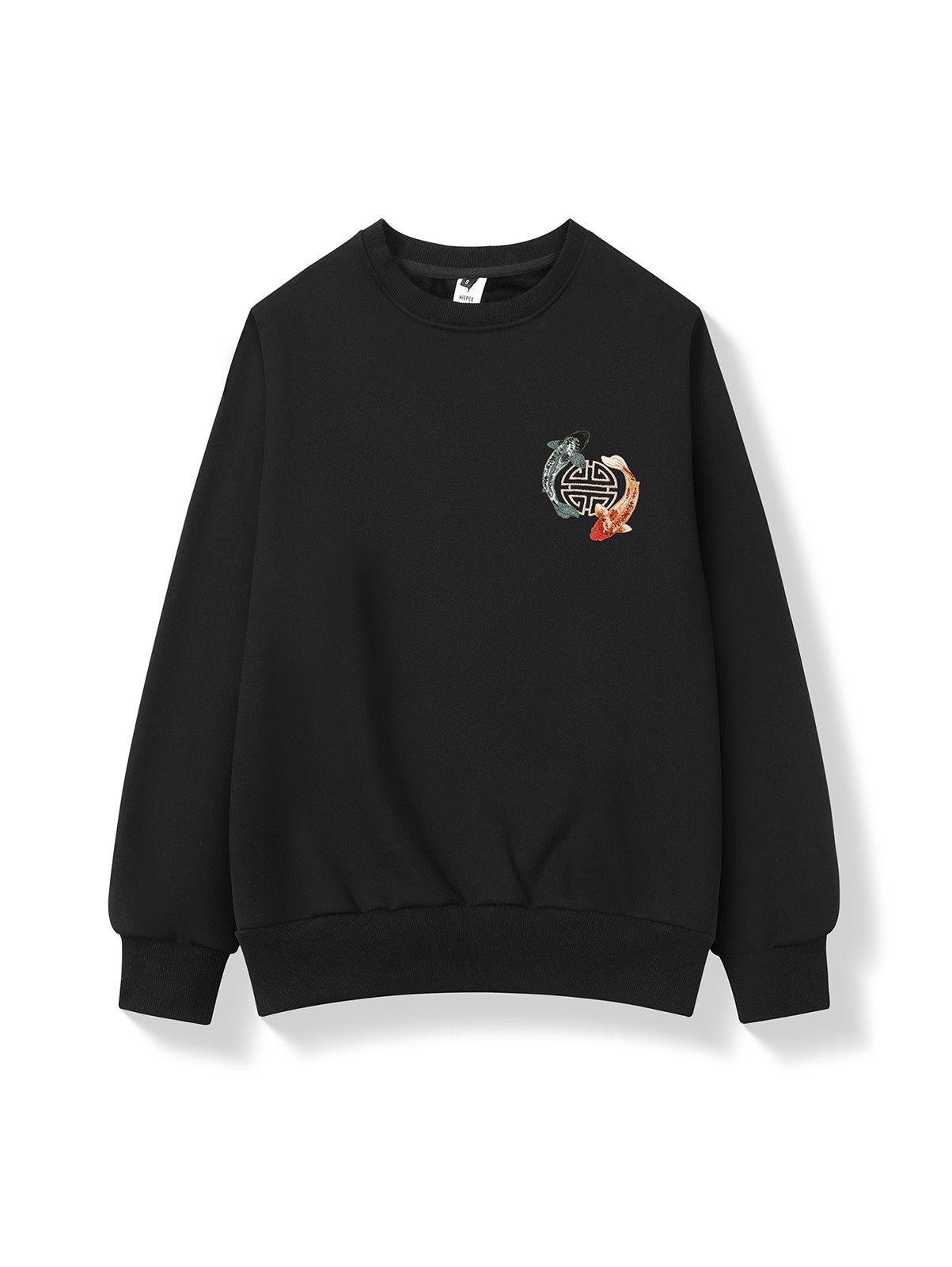 Niepce Men’s Japanese Streetwear Yin-Yang Koi Embroidery Graphic Sweater