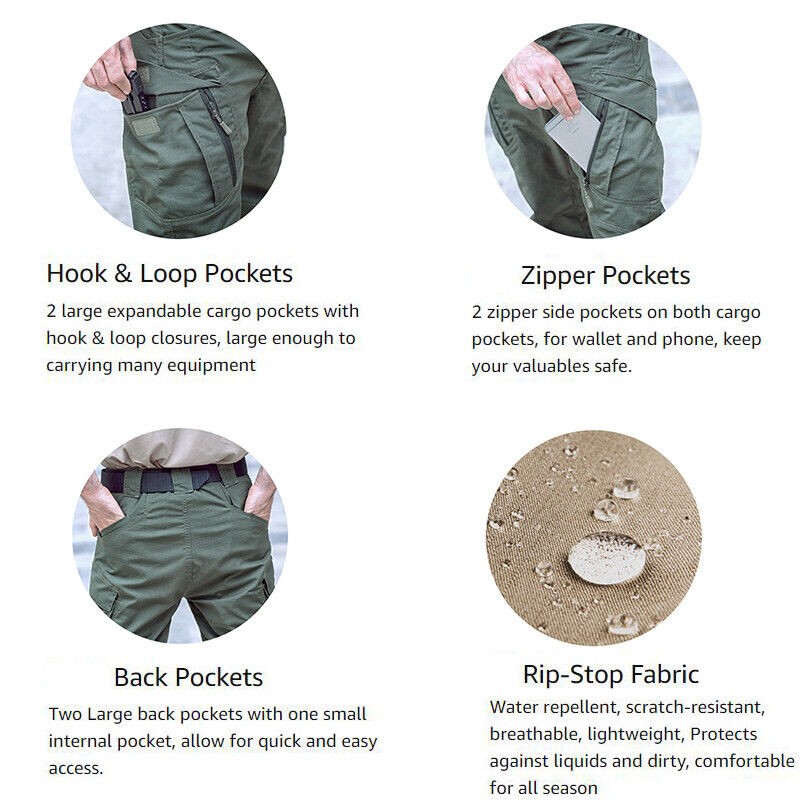 US Men Tactical Cargo Pants Soldier Straight-fit Work Combat Trousers Outdoor AA