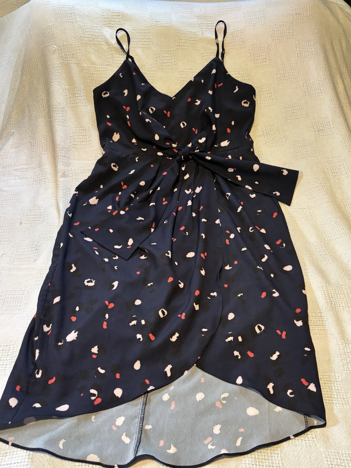 The Limited Blue Animal Print V-Neck Wrap Spaghetti Strap Dress 4