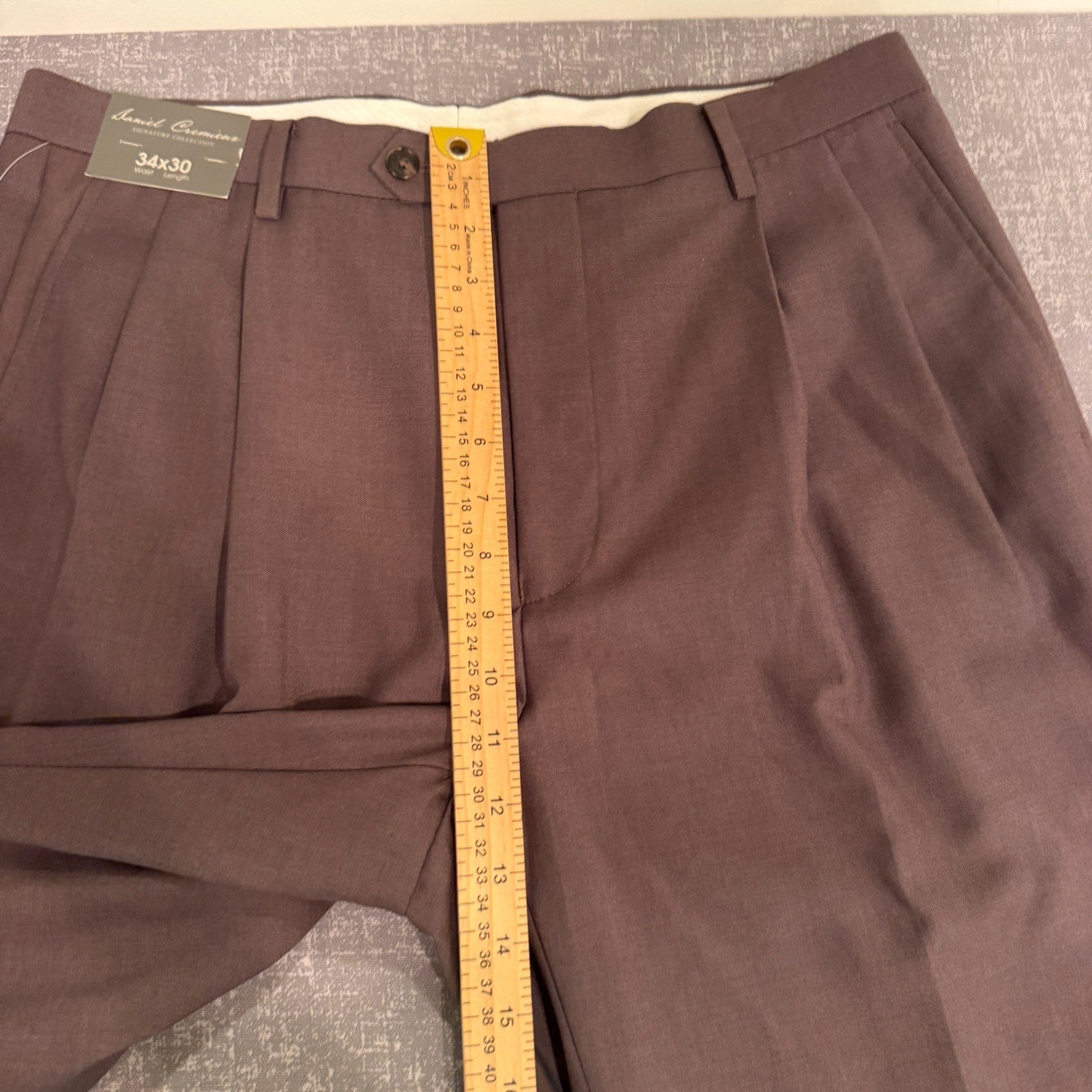 Daniel Cremieux Signature Collection Mens Brown Pleated Cuffed Dress Pants 34×30