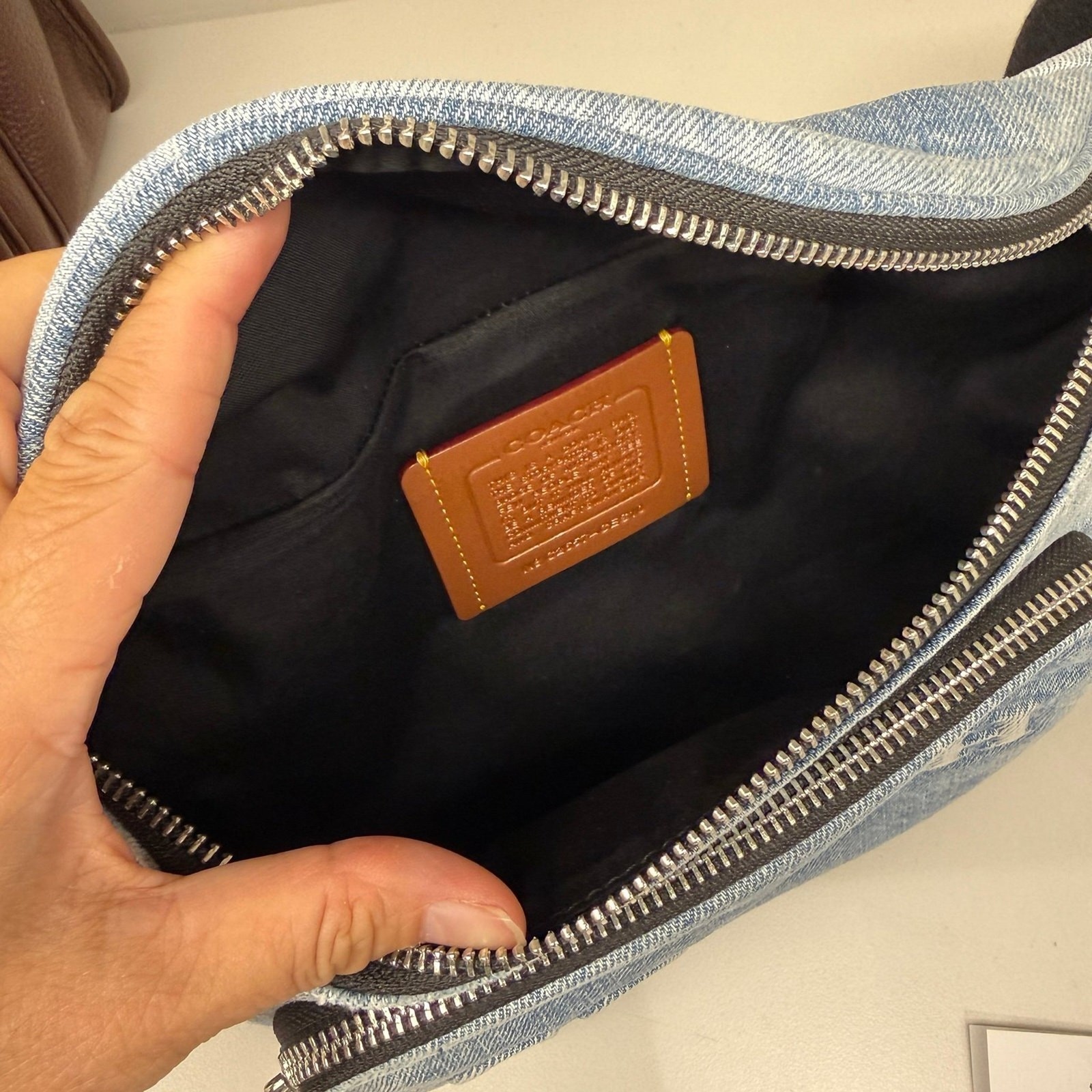 Coach Travis Belt Bag 35 In Loved Denim With Charms CES10 Silver/Light Indigo