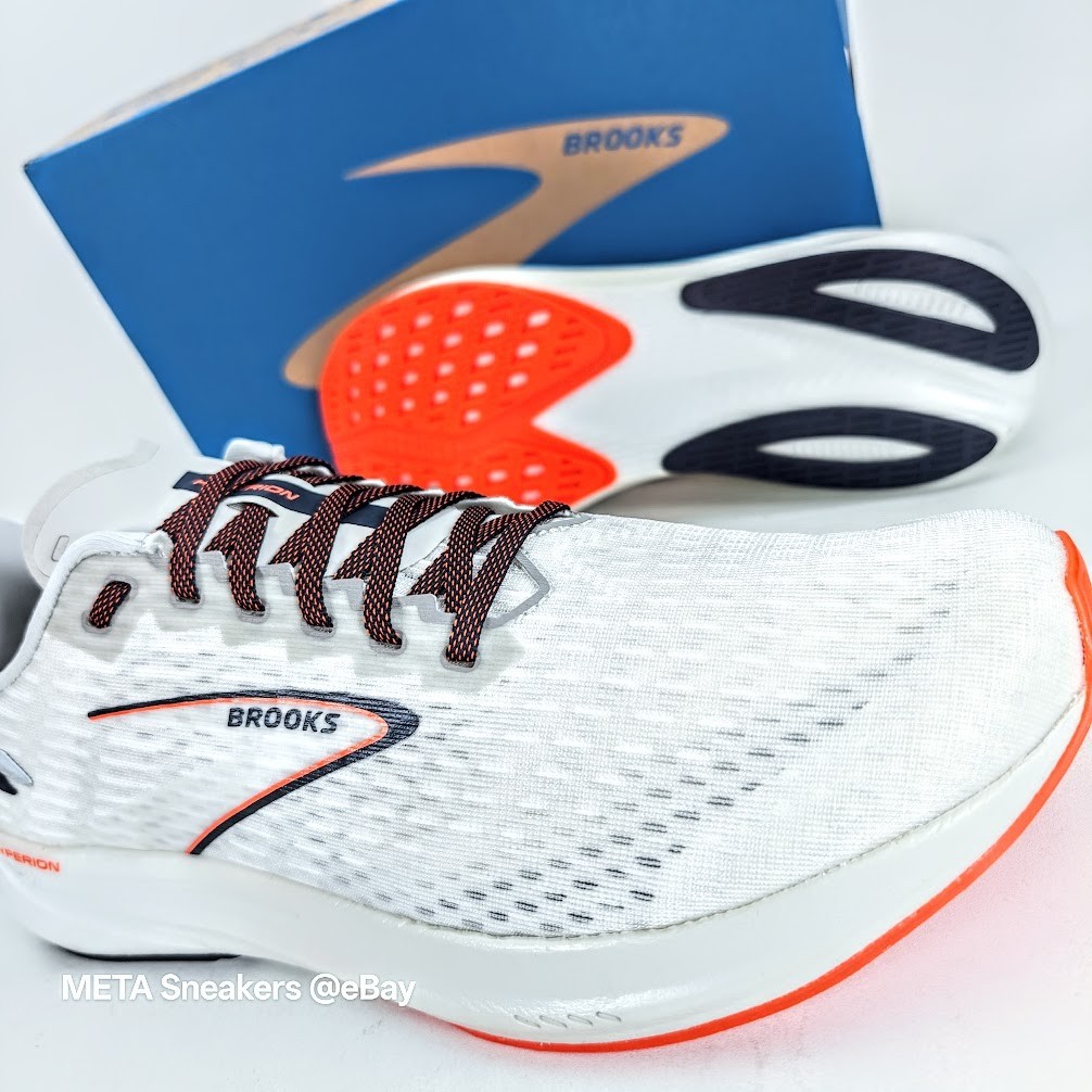 Brooks Hyperion US 13 Men’s White Black Orange Speed Lightweight Neutral Run New