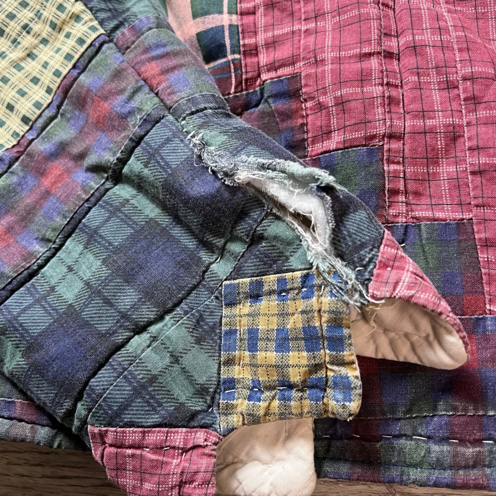 Unbranded Patchwork Quilt Hoodie Unisex XL Multi Plaid Log Cabin Boho Vintage