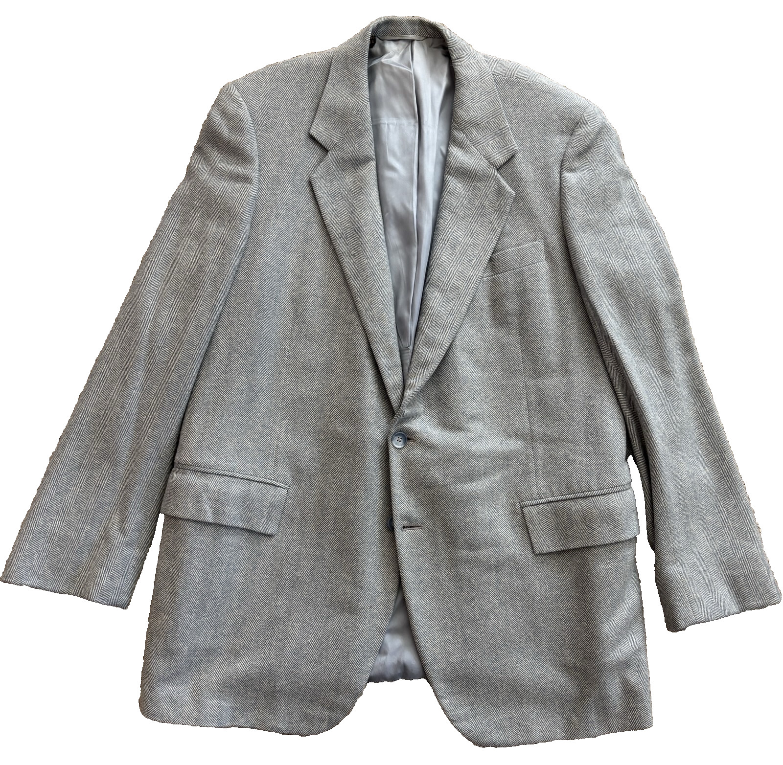 vintage mens blue herringbone Cashmere blazer jacket sport suit coat usa 44 L