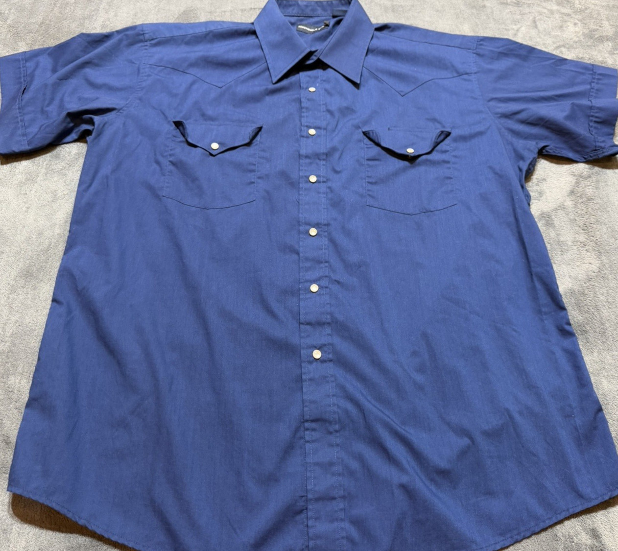 Panhandle Slim Western Solid Blue Pearl Snap Mens XL Shirt Short Sleeve