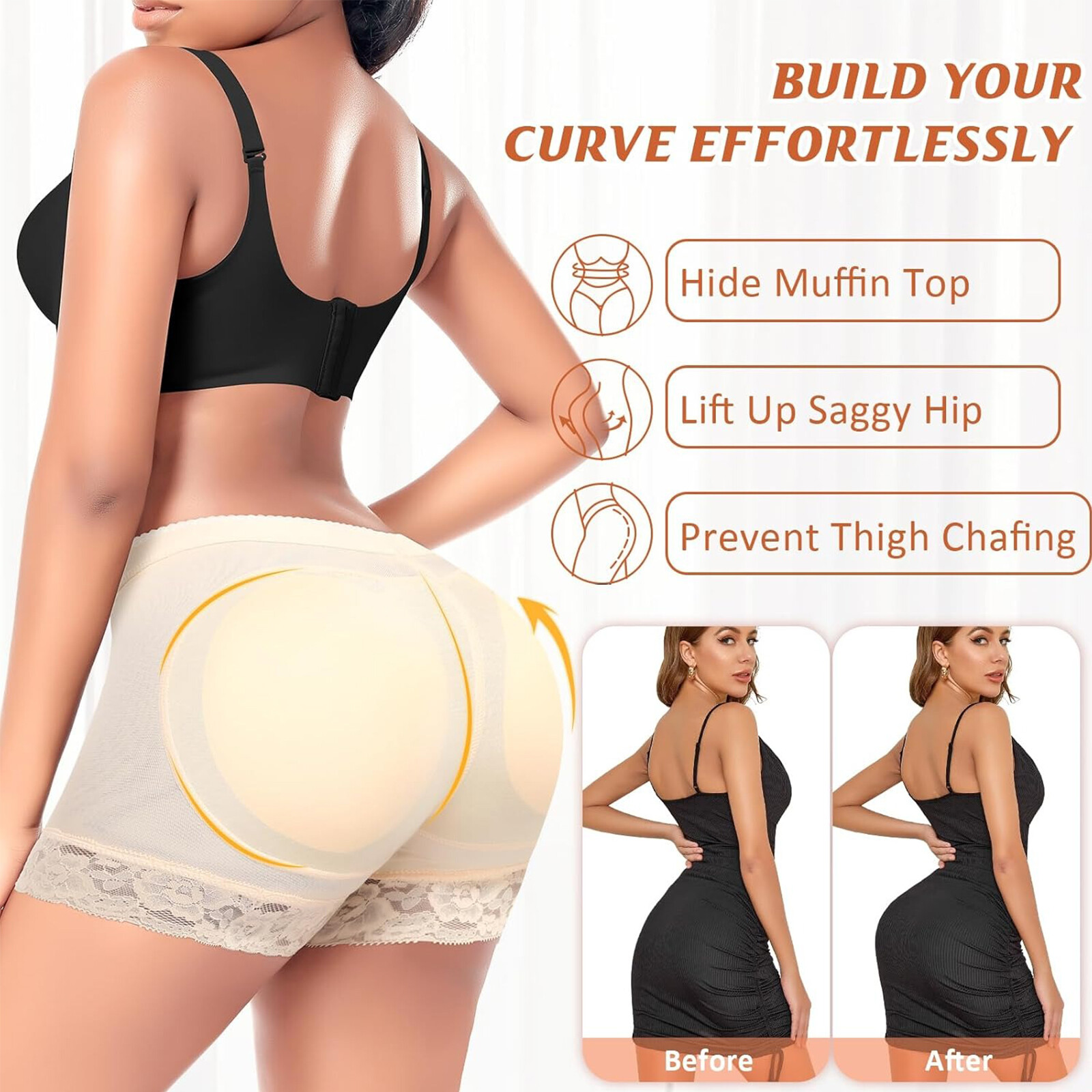 Thick Padded Butt n Hip Enhancer Body Shaper Girdle Girlshort Underwear Panties