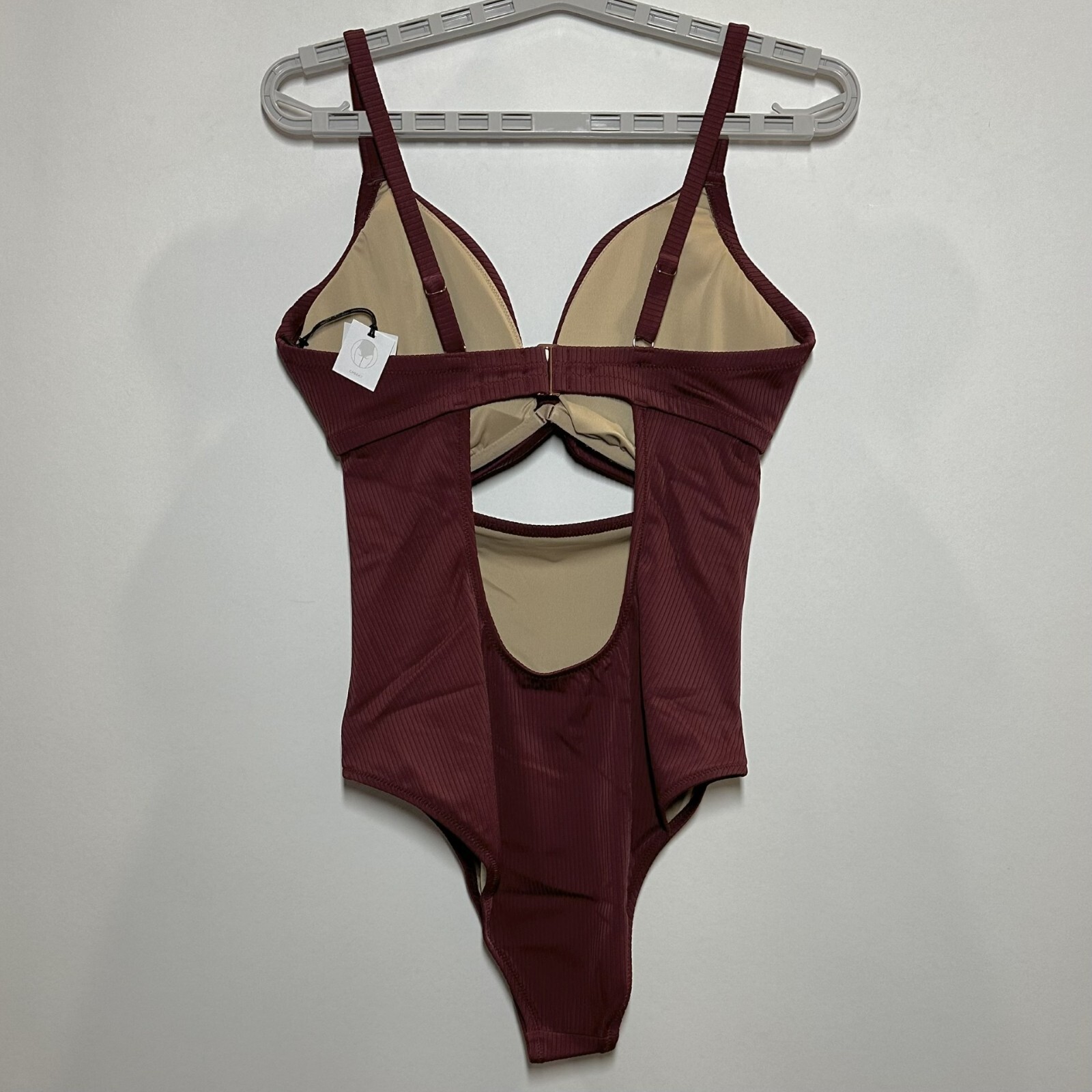 Women’s Plunge Cut Out One Piece Swimsuit – Shade & Shore Dark Red 36DD