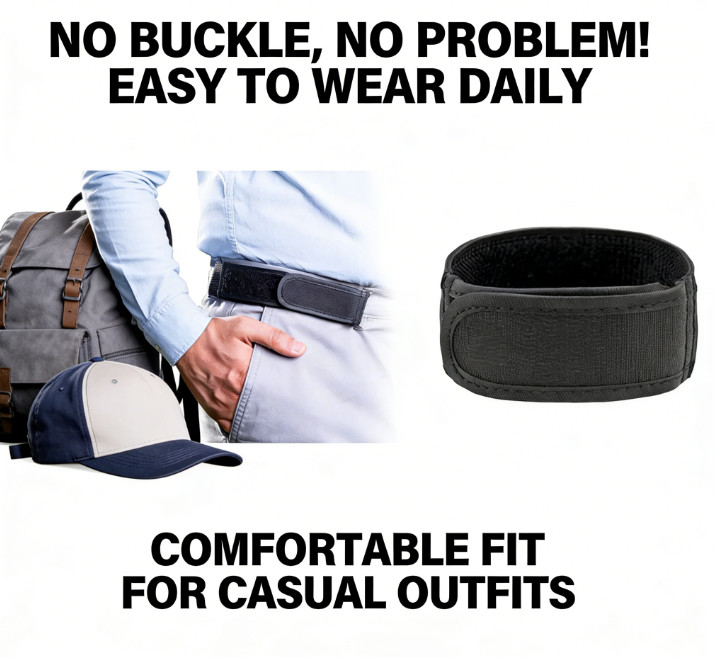 2PCS Bro Titan Black No Buckle Elastic Waist Belts 2 Pack For 1.5″ Loops Size M