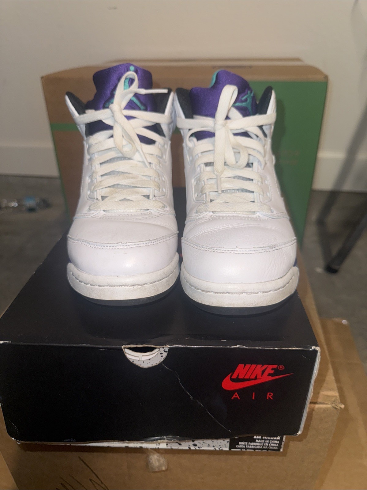 Air Jordan 5 White Grape Size 7y 100% Authentic Ready To Ship