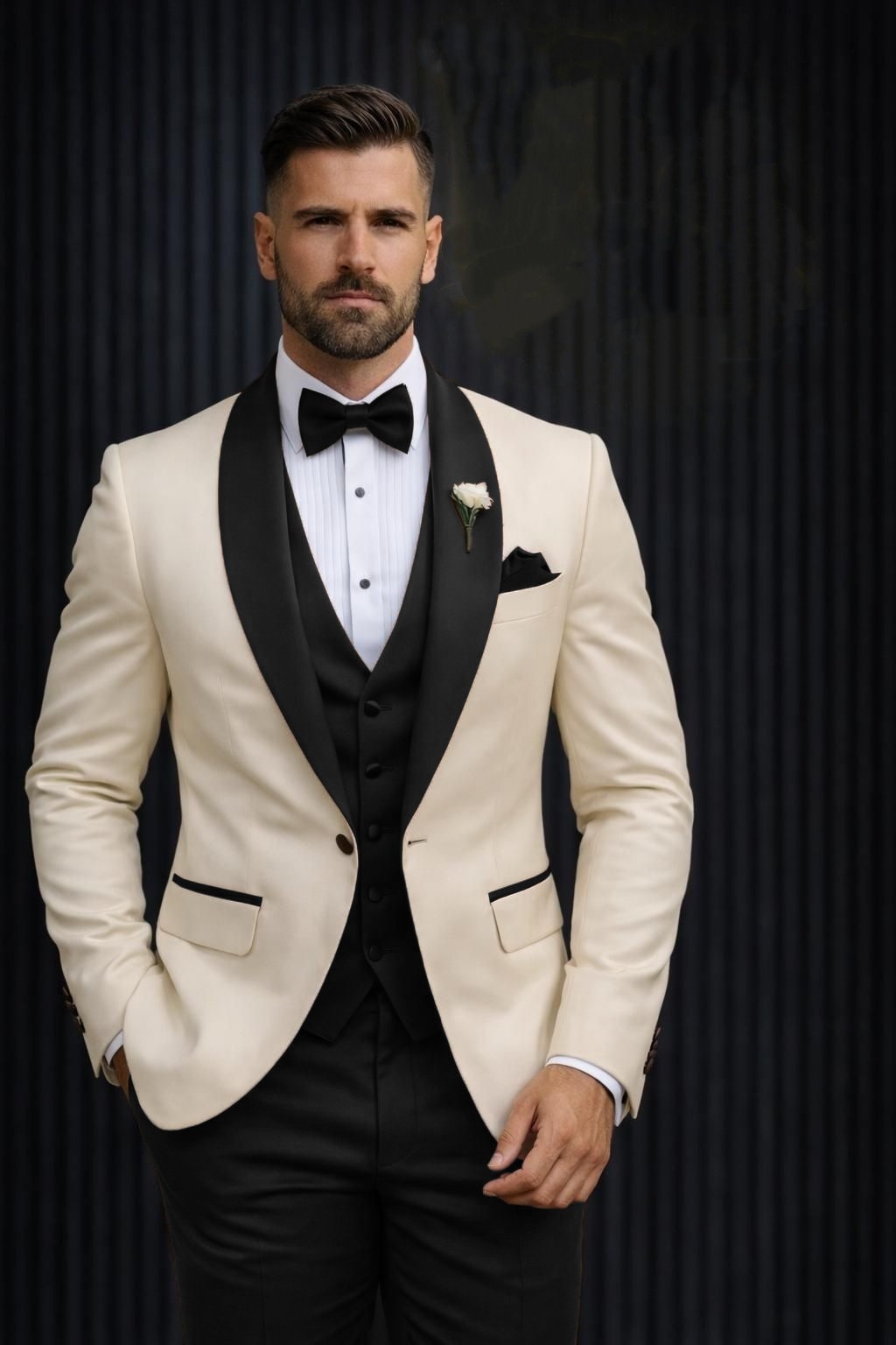 Wedding Groom 3Pcs Men’s Suits Shawl Lapel Blazer Evening Dinner Party Coat