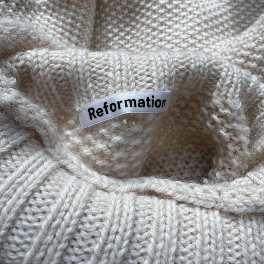 Reformation Poste Baby Alpaca Turtleneck Knit Sweater Cream XS