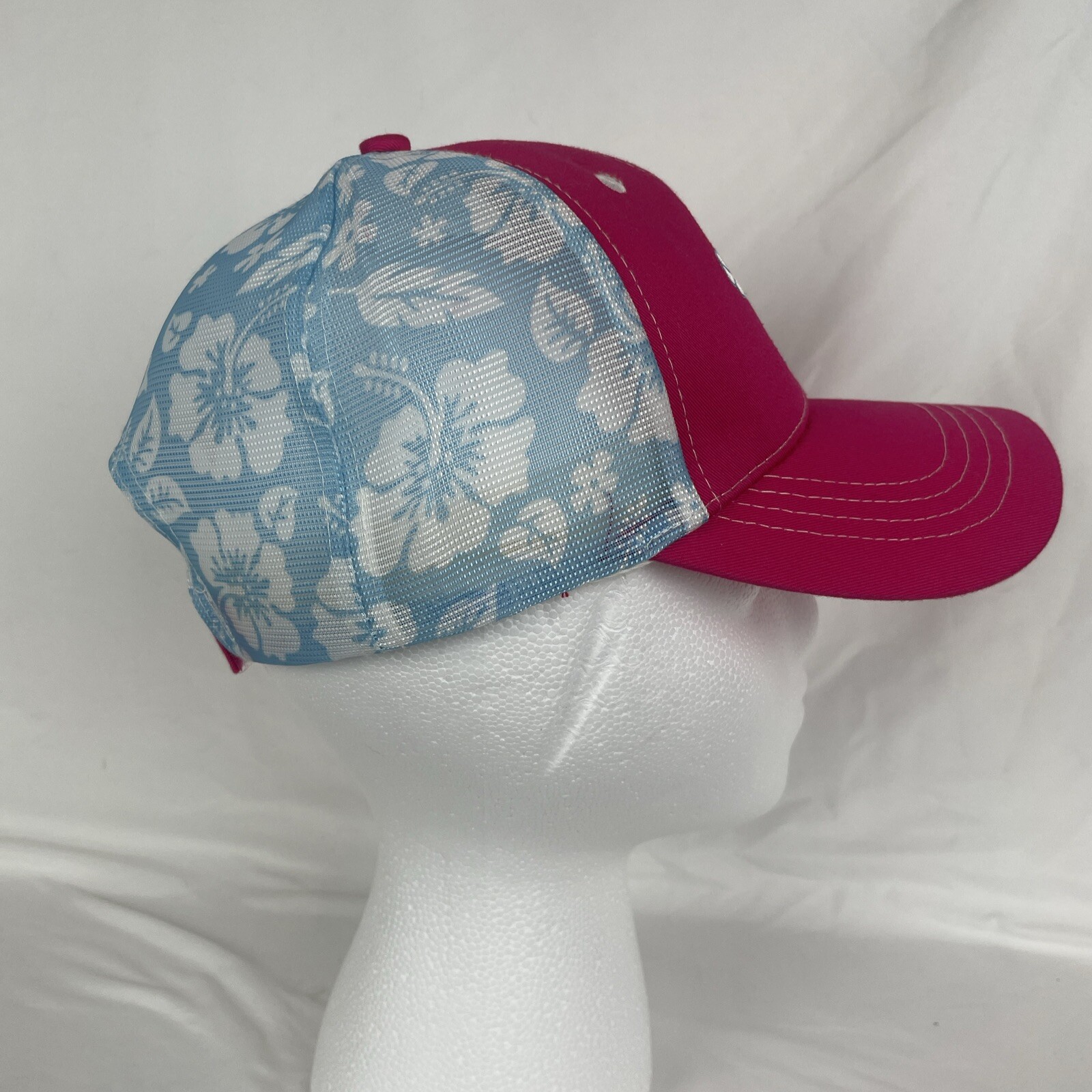 Disney Kim Possible Adjustable Ball Cap Hat Pink Blue White Hibiscus MD/LG