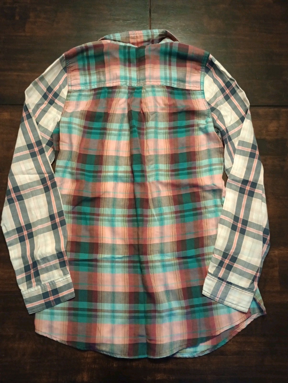 Maurices XS Mauve, teal, pink Plaid Long Sleeve Button Up Shirt