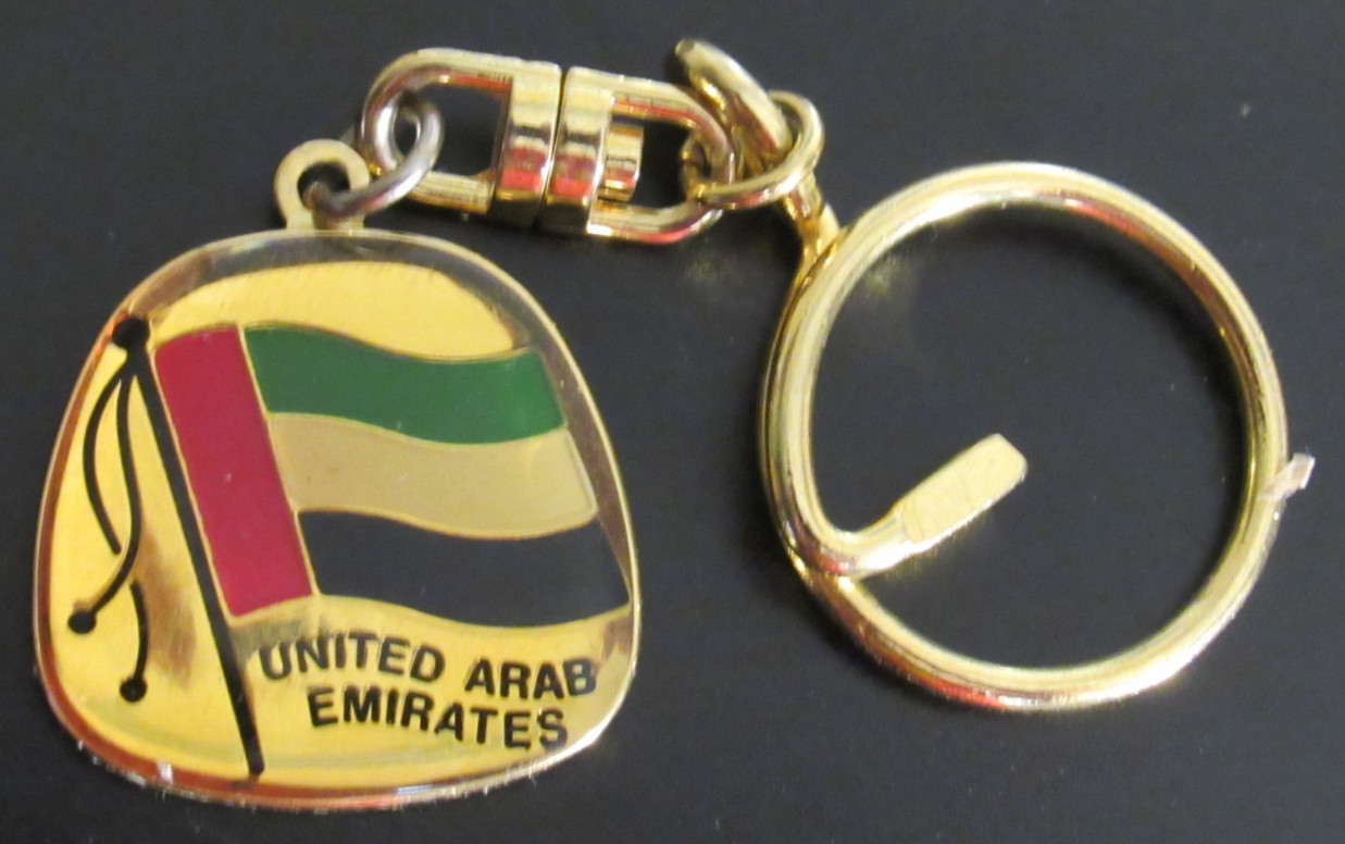 National Flag United Arab Emirates UAE brass color keychain fob key ring metal