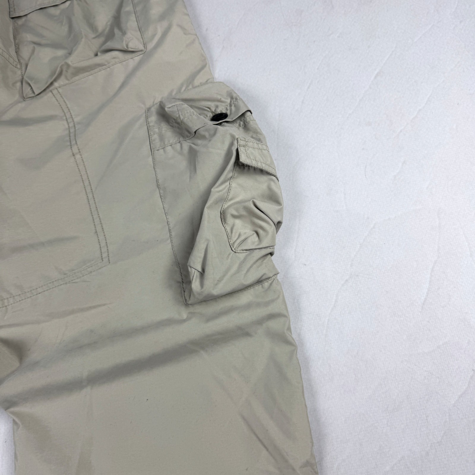 Mens Vintage Beige Cargo Convertible Zip Off Pants Utility Tactical Parachute