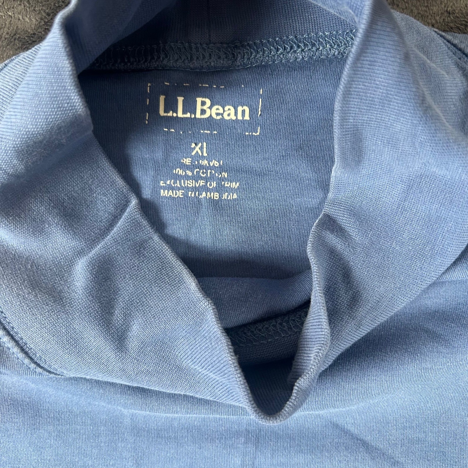 L.L. Bean Mock Neck Shirt Mens XL Blue Long Sleeve Cotton Layering Basic