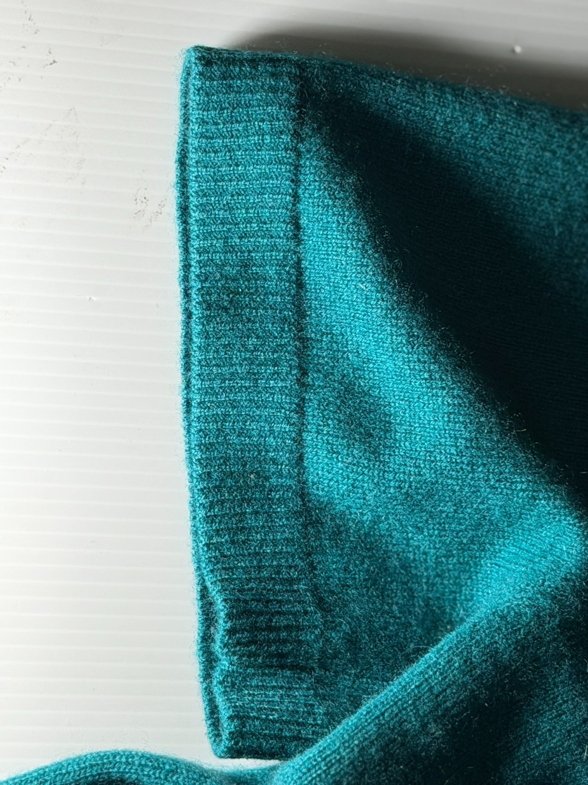 The Commons s/s 100% Cashmere Peacock Green Pullover Johnny Collar